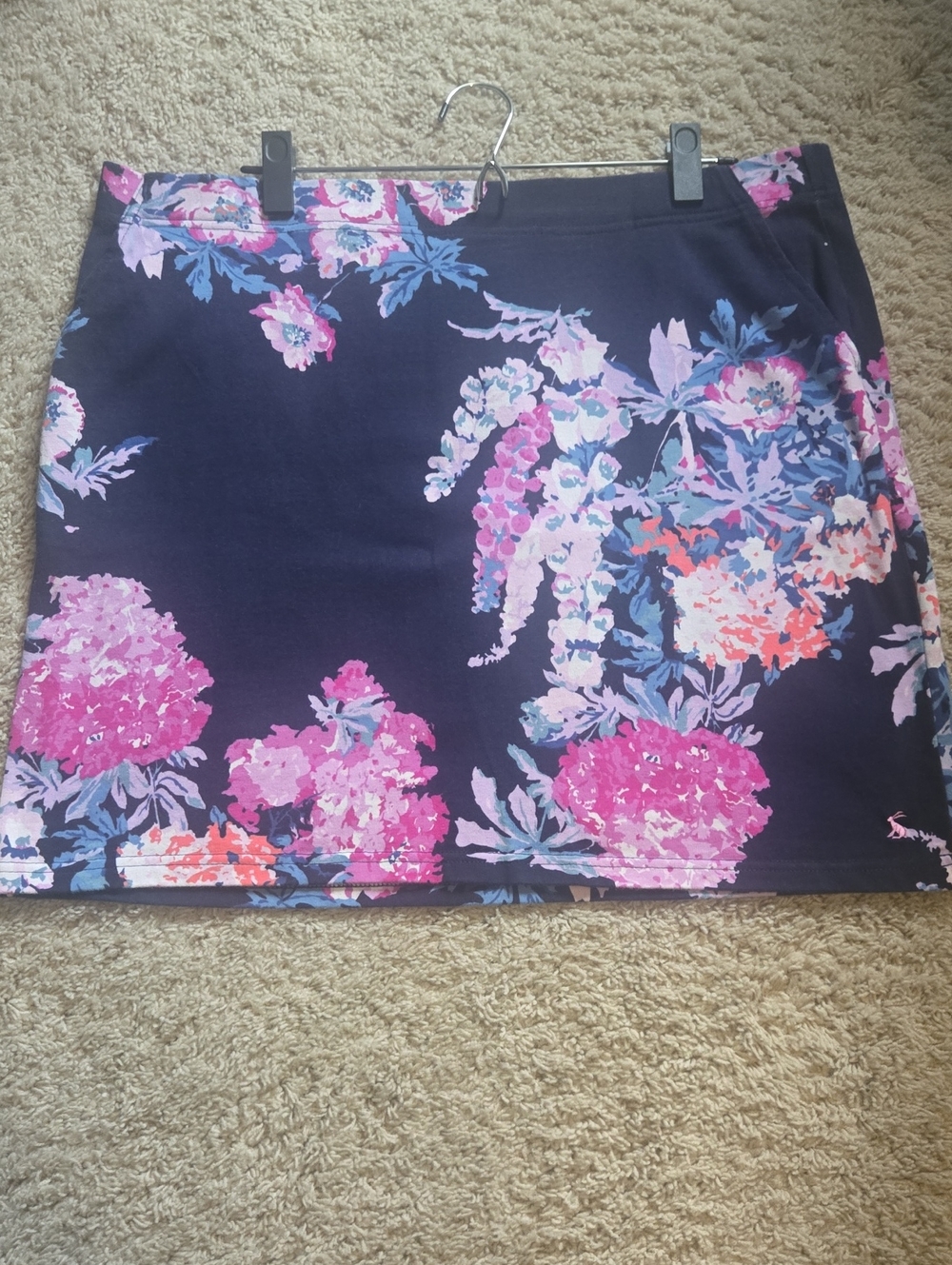 Joules Navy Skirt with Pink Floral Print